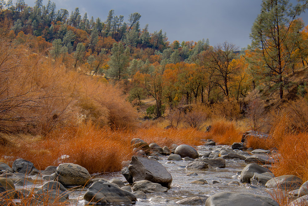 Stream flowing over rocks in the Berryessa Snow Mountain National Monument.