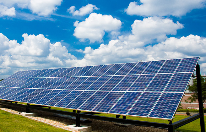 Row of solar panels in the United Kingdom.